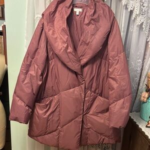 Garnet Hill Down Shawl Collar Double Breasted Quilted Puffer Coat Sz 16 NWOT